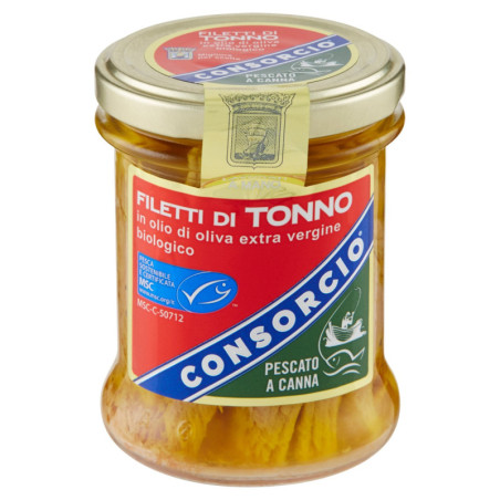 CONSORCIO TUNA FILLETS IN ORGANIC EXTRA VIRGIN OLIVE OIL 195 G