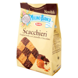 MULINO BIANCO BISCUITS CHESSCHIERI SHORTCRUST WITH CARAMEL AND CHOCOLATE 300G