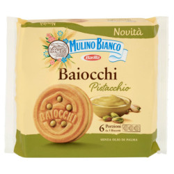 Mulino Bianco Baiocchi Biscotti Snack Farciti con Crema al Pistacchio 168g