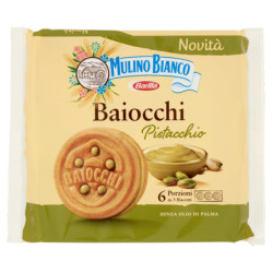 MULINO BIANCO BAIOCCHI SNACK BISCUITS FILLED WITH PISTACHIO CREAM 168G