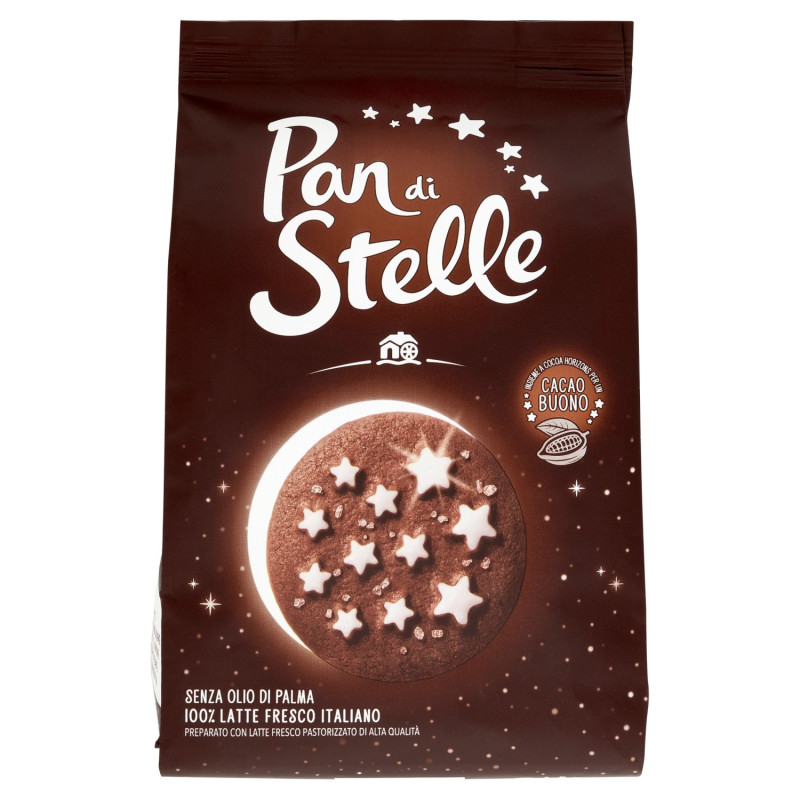 PAN DI STELLE COCOA, HAZELNUT AND FRESH MILK 100% ITALIAN BISCUITS 350G