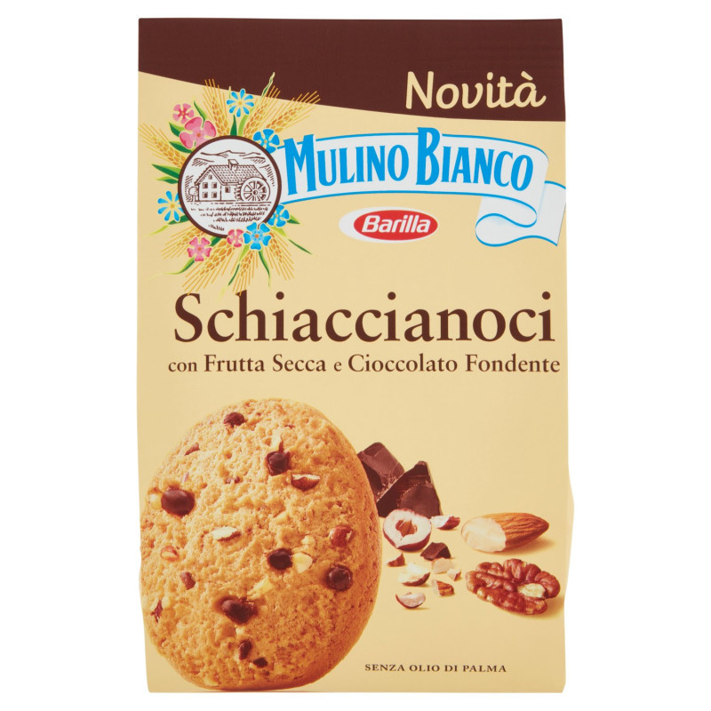 MULINO BIANCO NUTCRACKER BISCUITS WITH DRIED FRUIT AND DARK CHOCOLATE 300G