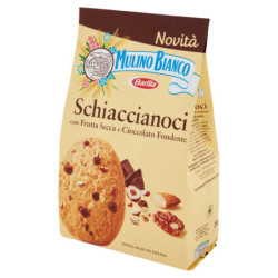 MULINO BIANCO NUTCRACKER BISCUITS WITH DRIED FRUIT AND DARK CHOCOLATE 300G