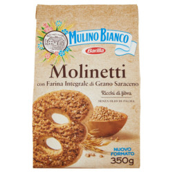 MULINO BIANCO MOLINETTI BISCUITS WITH WHOLE WHOLE FLOUR AND BUCKWHEAT 350G