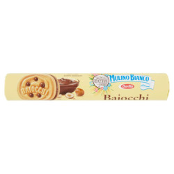 MULINO BIANCO BAIOCCHI BISCUITS SNACKS STUFFED WITH HAZELNUT AND COCOA CREAM 168G