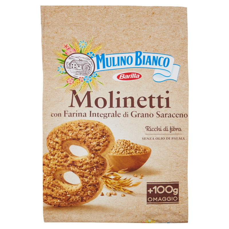 MULINO BIANCO MOLINETTI BISCUITS WITH WHOLE WHOLE FLOUR AND BUCKWHEAT OFFER 800G