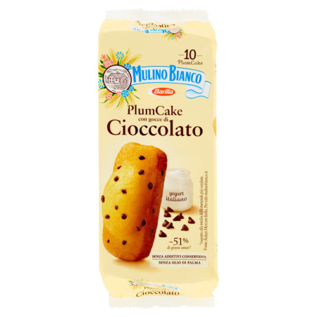 MULINO BIANCO PLUMCAKE SNACK WITH ITALIAN YOGURT AND CHOCOLATE CHIPS 10 PIECES 350G