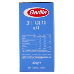 Barilla Pasta Ziti Tagliati n.74 100% Grano Italiano 500g