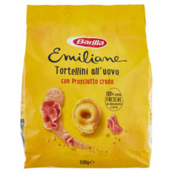 BARILLA EMILIANE TORTELLINI CON PASTA DE HUEVO RELLENO DE JAMÓN CRUDO 500G