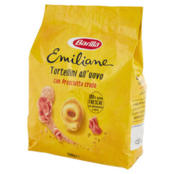 BARILLA EMILIANE TORTELLINI CON PASTA DE HUEVO RELLENO DE JAMÓN CRUDO 500G