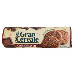 GRAN CEREALE BISCUITS GRAN CEREALE CHOCOLATE BISCUITS WITH DARK CHOCOLATE AND HAZELNUTS 230G TUBE