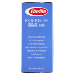 BARILLA PASTA HALF SLEEVES RIGATED N.84 100% ITALIAN WHEAT 500G