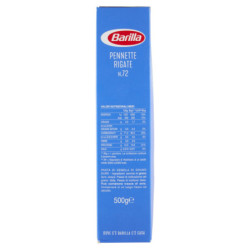 BARILLA PASTA PENNETTE RIGATE N.72 100% ITALIAN WHEAT 500G