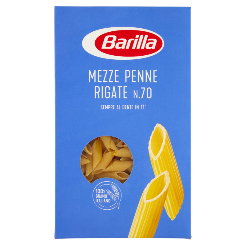 PASTA BARILLA MEZZE PENNE RIGATE N.70 100% TRIGO ITALIANO 500G