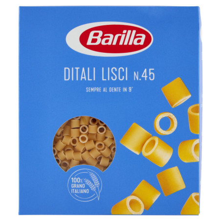 PASTA BARILLA DITALI LISCI N.45 TRIGO 100% ITALIANO 500G