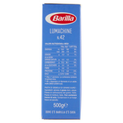 BARILLA PASTA LUMACHINE N.42 100% ITALIAN WHEAT 500G