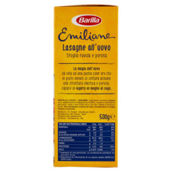 BARILLA EMILIANE PASTA AL HUEVO LASAÑA AL HUEVO PASTELERÍA RUDA Y POROSA 500G