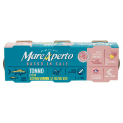 MAREAPERTO BASSO IN SALT TUNA AND ORGANIC EXTRA VIRGIN OLIVE OIL 3 X 65 G