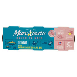 MAREAPERTO BASSO EN SAL ATÚN Y ACEITE DE OLIVA VIRGEN EXTRA ECOLÓGICO 3 X 65 G