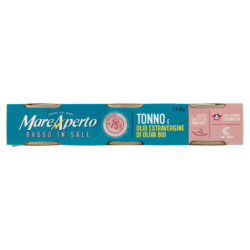 MAREAPERTO BASSO EN SAL ATÚN Y ACEITE DE OLIVA VIRGEN EXTRA ECOLÓGICO 3 X 65 G