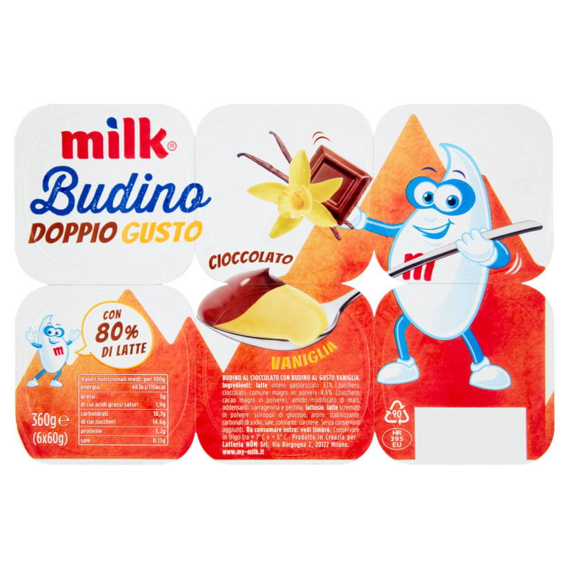 MILK BUDINO DOPPIO GUSTO CIOCCOLATO VANIGLIA 6 X 60 G