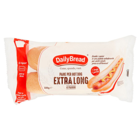 DAILYBREAD BREAD FOR HOT DOGS EXTRA LONG SANDWICHES 4 X 80 G