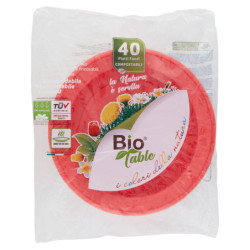 Bio Table i colori della natura Piatti Fondi Compostabili Rosso 40 pz