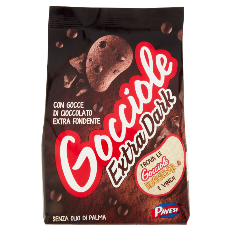 PAVESI GOCCIOLE EXTRADARK BISCUITS WITH EXTRA DARK CHOCOLATE CHIPS 400G