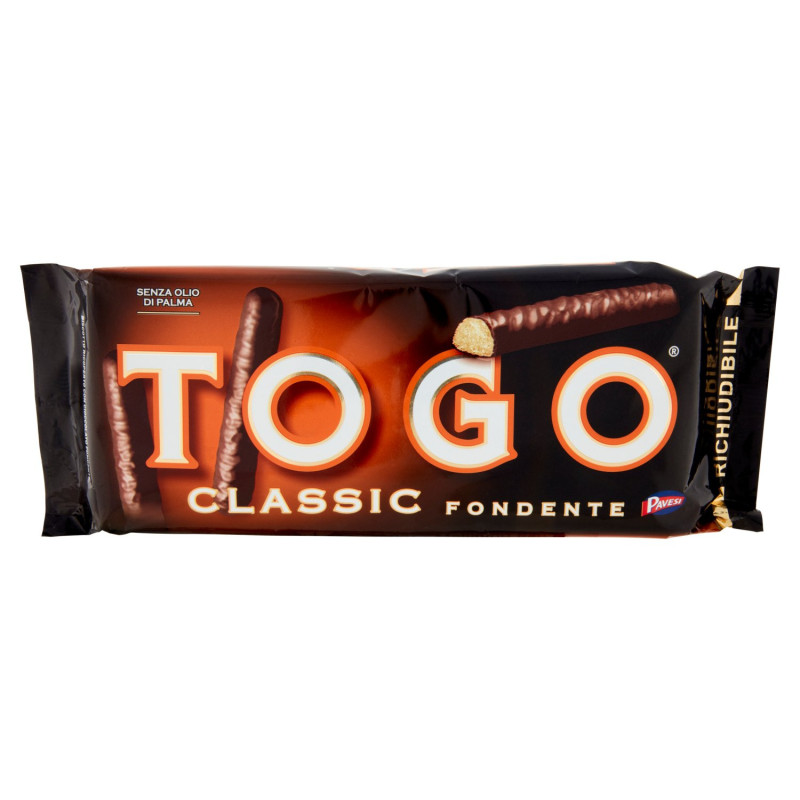 Pavesi Togo Classic Fondente Snack Biscotto Ricoperto con Cioccolato Fondente 120g