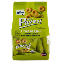 GRAN PAVESI SNACK TARALLINI ACEITE DE OLIVA Y VIRGEN EXTRA, SIN ACEITE DE PALMA, 8 PAQUETES 256G