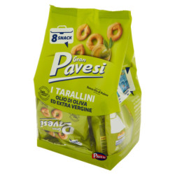 GRAN PAVESI SNACK TARALLINI ACEITE DE OLIVA Y VIRGEN EXTRA, SIN ACEITE DE PALMA, 8 PAQUETES 256G