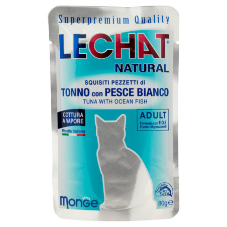 LECHAT NATURAL EXQUISITE TUNA PIECES WITH WHITE FISH 80 G