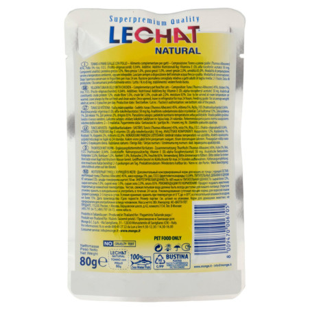 LECHAT NATURAL DELICIOSOS TROZOS DE ATÚN CON POLLO 80 G