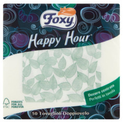 SERVIETTES DOUBLE PLIS FOXY HAPPY HOUR 50 PIÈCES