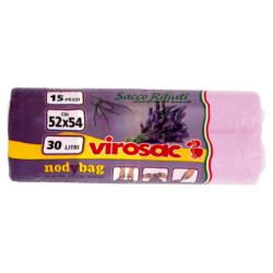 BOLSA DE BASURA VIROSAC NODYBAG CON AROMA A LAVANDA CM 52X54 30 LITROS 15 UNIDADES