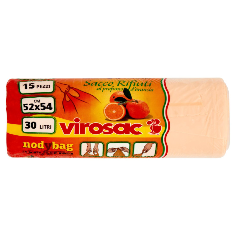 VIROSAC NODYBAG SACCO RIFIUTI AL PROFUMO D'ARANCIA CM 52X54 30 LITRI 15 PZ