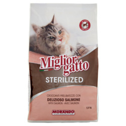 MIGLIORGATTO DELICACIAS CRUJIENTES ESTERILIZADAS CON DELICIOSO SALMÓN 1,5 KG