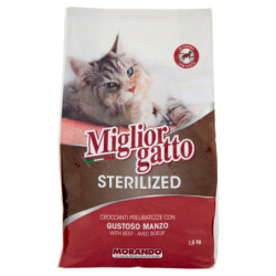 MIGLIORGATTO STERILIZED CROCCANTI PRELIBATEZZE CON GUSTOSO MANZO 1,5 KG