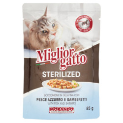 MIGLIOGATT STERILIZED BITES IN JELLY WITH BLUE FISH AND SHRIMP 85 G