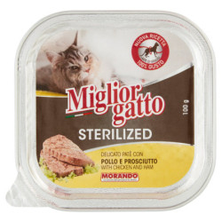 MIGLIORGATTO STERILIZED DELICATO PATÈ CON POLLO E PROSCIUTTO 100 G