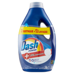 DASH POWER LIQUID WASHING MACHINE DETERGENT, EXTRA-SANITIZING ACTION, 2X18 WASHES: 36 WASHES 2X900ML