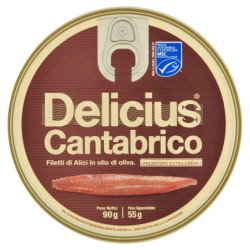 DELICIUS FILETS D'ANCHOIS CANTABRIQUE À L'HUILE D'OLIVE 90 G