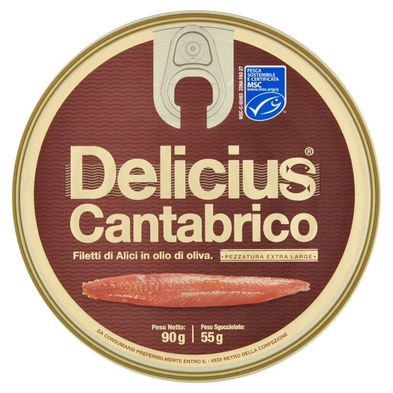 DELICIUS CANTABRIC ANCHOVY FILLETS IN OLIVE OIL 90 G