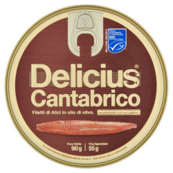 DELICIUS FILETES DE ANCHOA DEL CANTABRICO EN ACEITE DE OLIVA 90 G