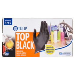 GANTS JETABLES EN NITRILE NOIR TULIP TOP NOIR SANS POUDRE TAILLE 9-9,5 100 PCS