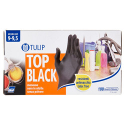 TULIP TOP BLACK DISPOSABLE BLACK NITRILE GLOVES WITHOUT POWDER SIZE 9-9.5 100 PCS