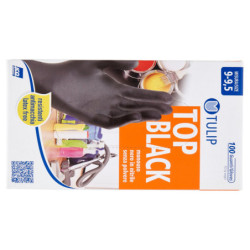 TULIP TOP BLACK DISPOSABLE BLACK NITRILE GLOVES WITHOUT POWDER SIZE 9-9.5 100 PCS