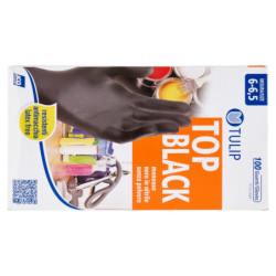 TULIP TOP BLACK DISPOSABLE BLACK NITRILE GLOVES WITHOUT POWDER SIZE 6-6.5 100 PCS