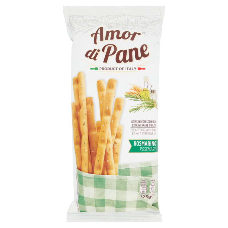 AMOR DI PANE GRISSINI WITH ONLY ROSEMARY EXTRA VIRGIN OLIVE OIL 125 G