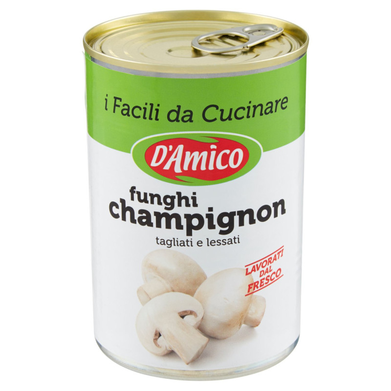 D'Amico i Facili da Cucinare funghi champignon tagliati e lessati 400 g